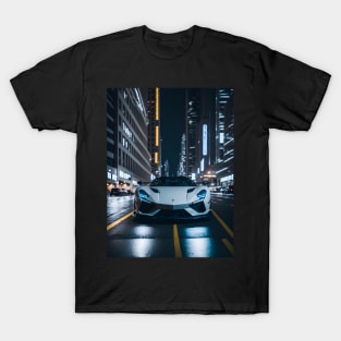 Chicago Night Ride White Sports Car T-Shirt